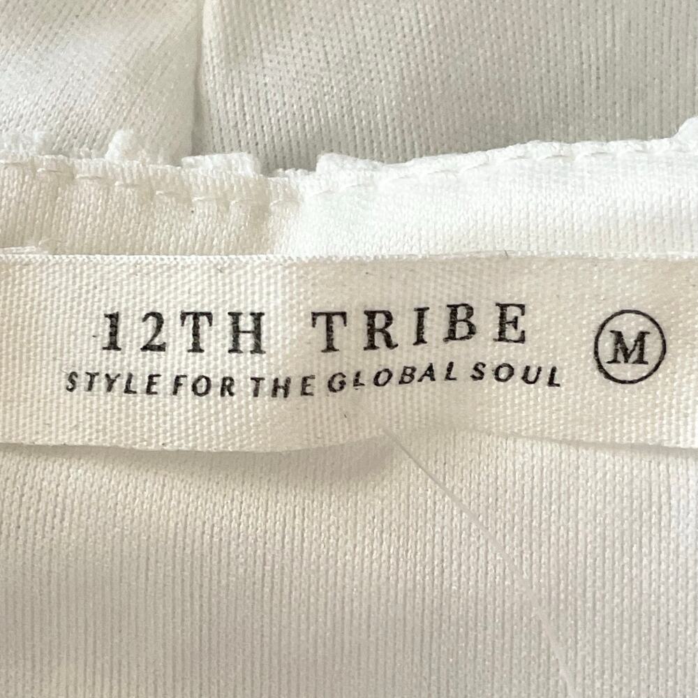 12th Tribe West‎ Coast White Crop Top MED Festival Textured Summer Vacation Glam - Picture 8 of 9